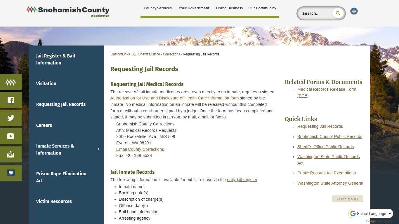 Requesting Jail Records | Snohomish County, WA - Official Website